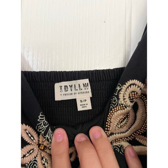 Idyllwind Women's Black Jessamine Embroidered Beaded Crop Top Size Small - Picture 7 of 7